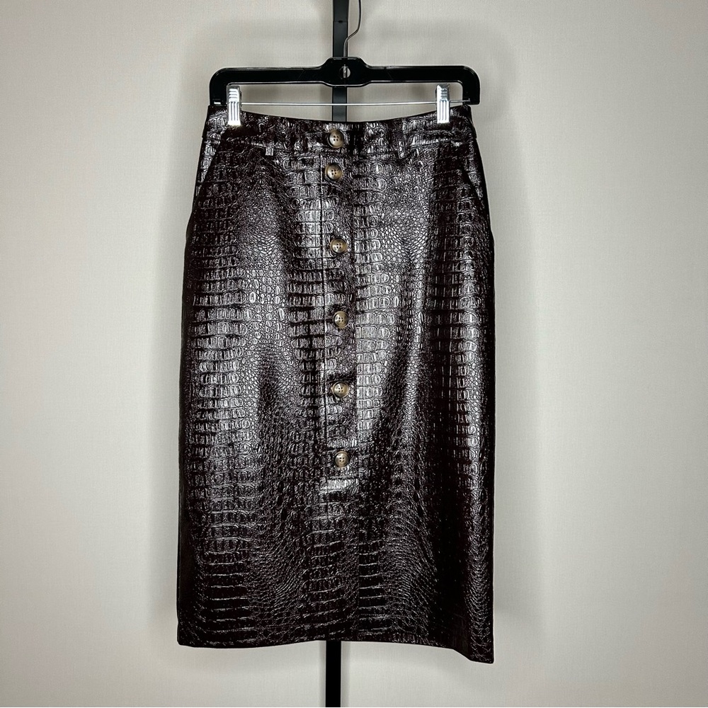 Rachel Comey Faux Leather Croc-Embossed Skirt